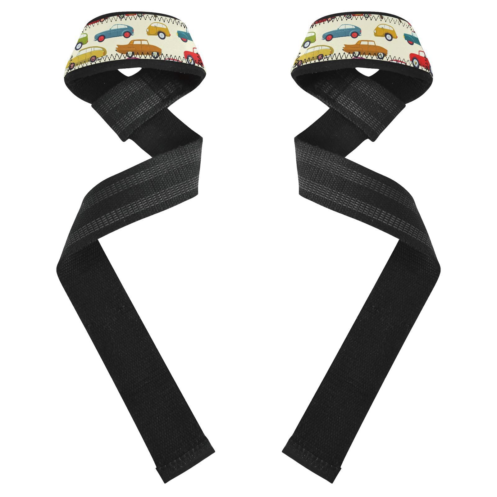 STAYTOP Cute Cartoon Car Wrist Straps for Weightlifting,Lifting Straps with Neoprene Cushioned Wrist Padded and Anti-Skid Silicone for Strength Training,Bodybuilding,Deadlifting