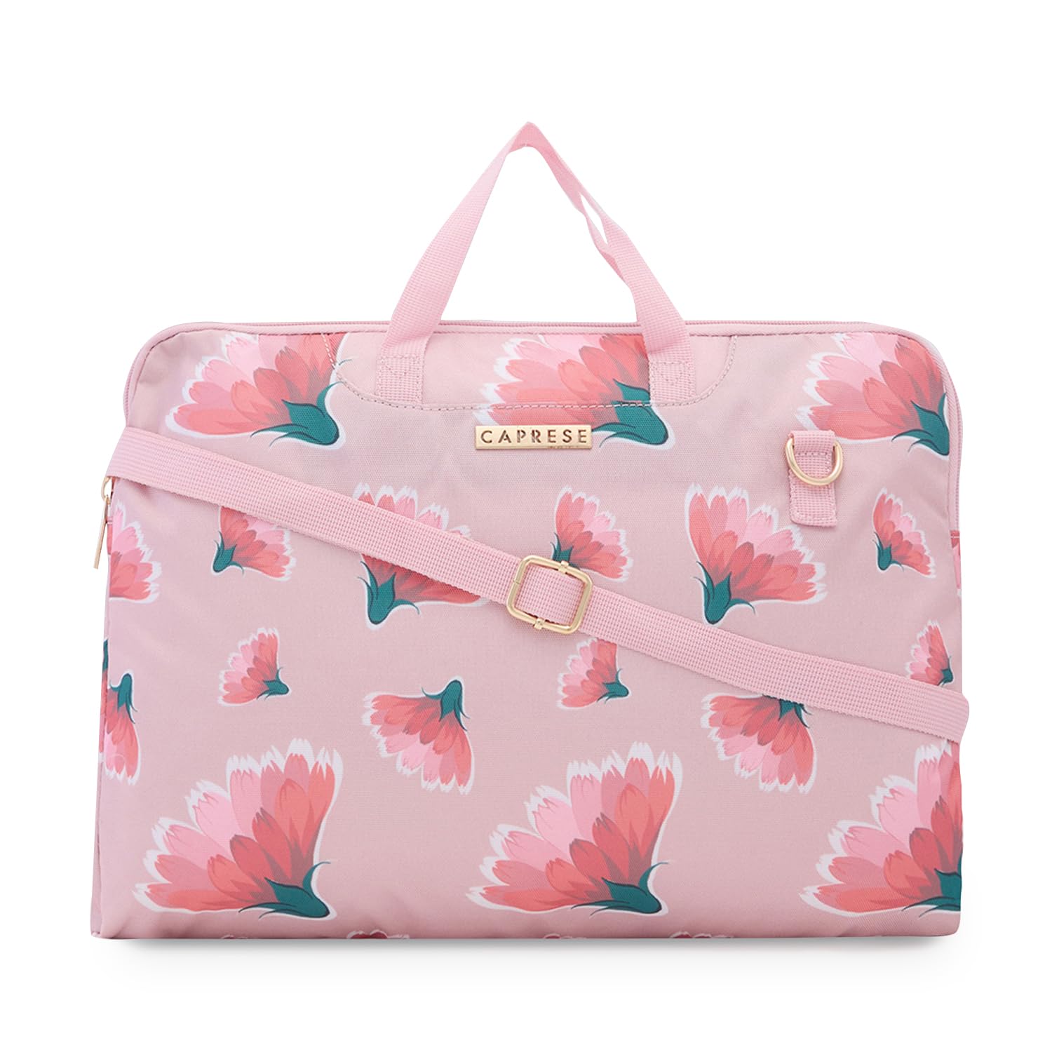 Caprese Barbara Laptop Bag Large (E) Blush|Stylish Laptop Handbag for Women, 16-Inch Laptop Compatible Spacious Office Bag with Smart Sleeve, Adjustable & Detachable Strap