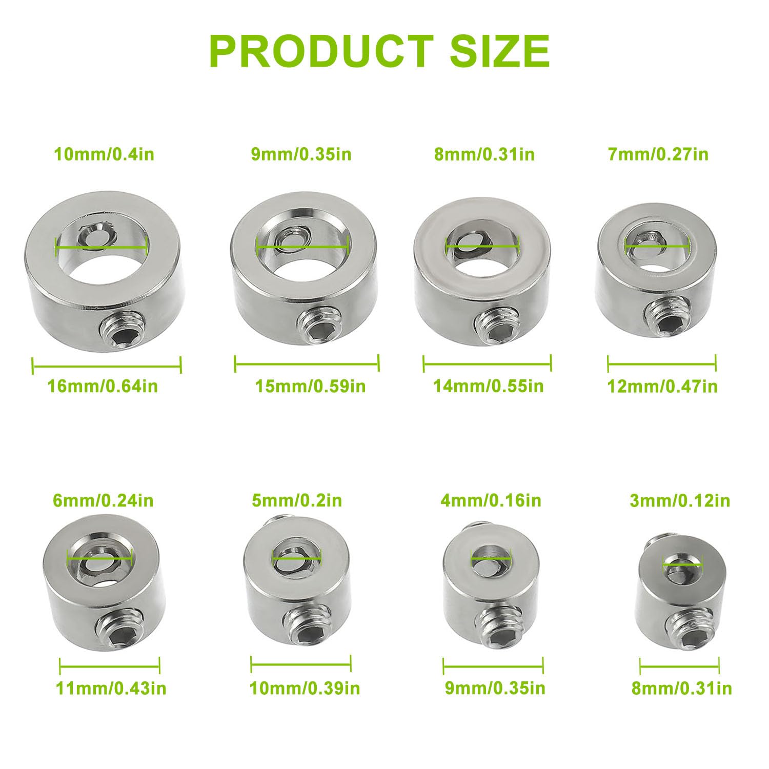 3/4/5/6/7/8/9/10 mm 8 Pezzi Stopper Stop di Profondità Limitatore di profondità Drill Depth posizionatore, con Chiave esagonale