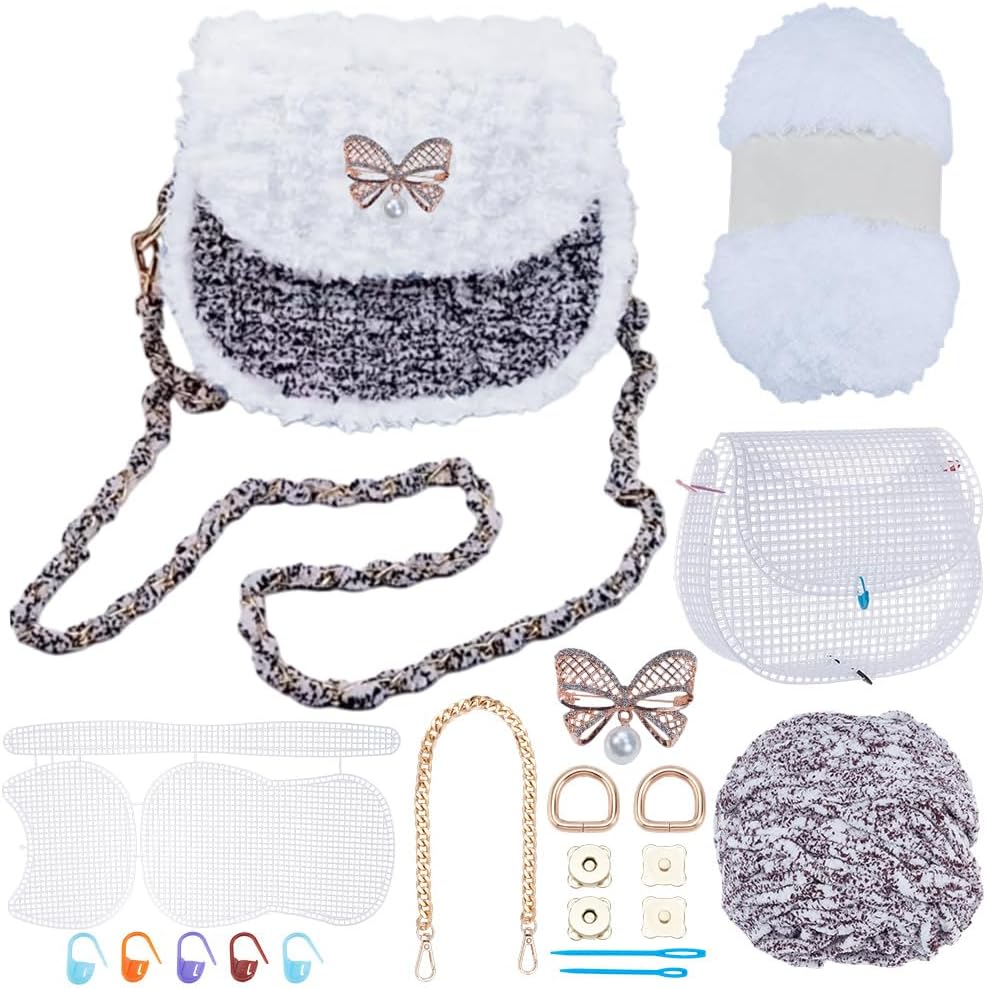 FREEBLOSS DIY Plastic Canvas Bag Kit Mesh Plastic Canvas Sheets for Bag Making Crafting Handbag Accessories for Embroidery
