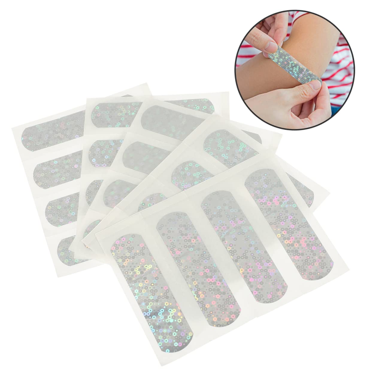 Vendajes Adhesivos Infantiles Purpurina 10 Piezas Impermeables, Bandas Adhesivas Portátiles De Pe Para Heridas Uso Diario, Viaje y Cuidado Doméstico