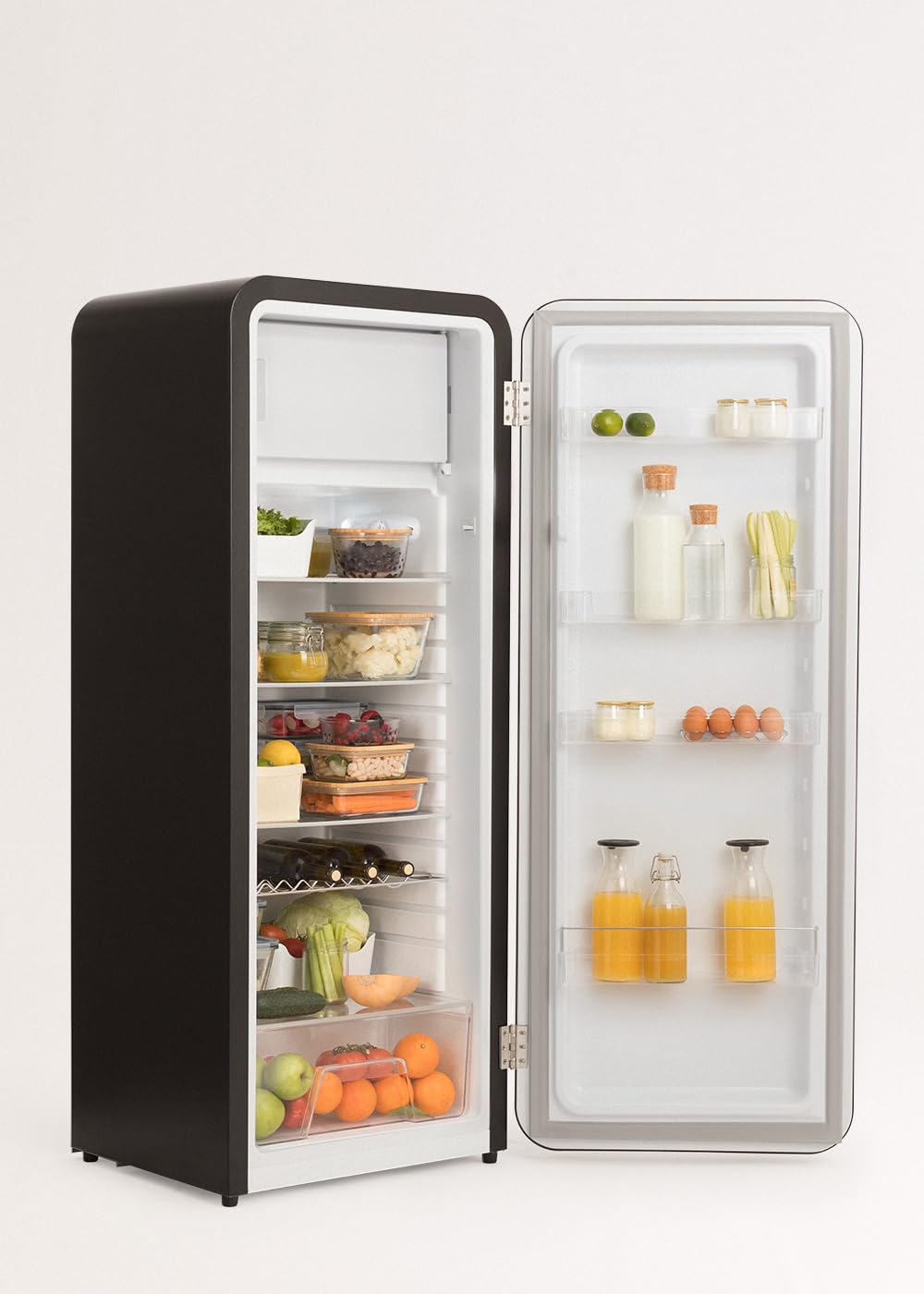 CREATE / RETRO FRIDGE 150 WOOD/Frigorífico blanco roto maneta madera con congelador 281L / 102W. bajo consumo. diseño vintage. 150cm. 3 estantes. regulador temperatura. botellero. 60x60x150cm — view 22