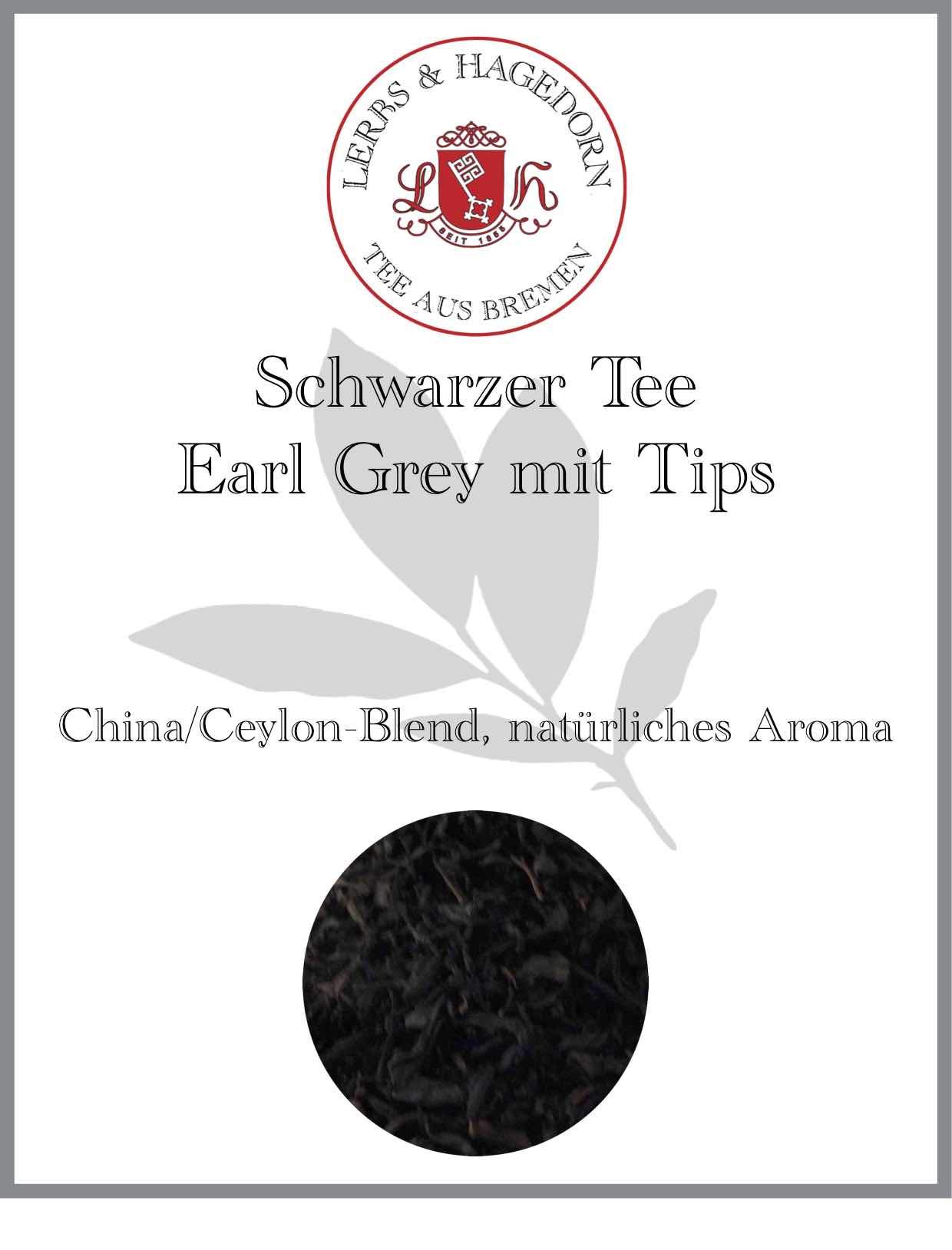 Lerbs & Hagedorn, Schwarzer Tee Earl Grey mit Tips | Natürlich Aromatischer Geschmack 1.5kg (ca. 122 Liter) Blend mit China und Ceylon Tee als Basis