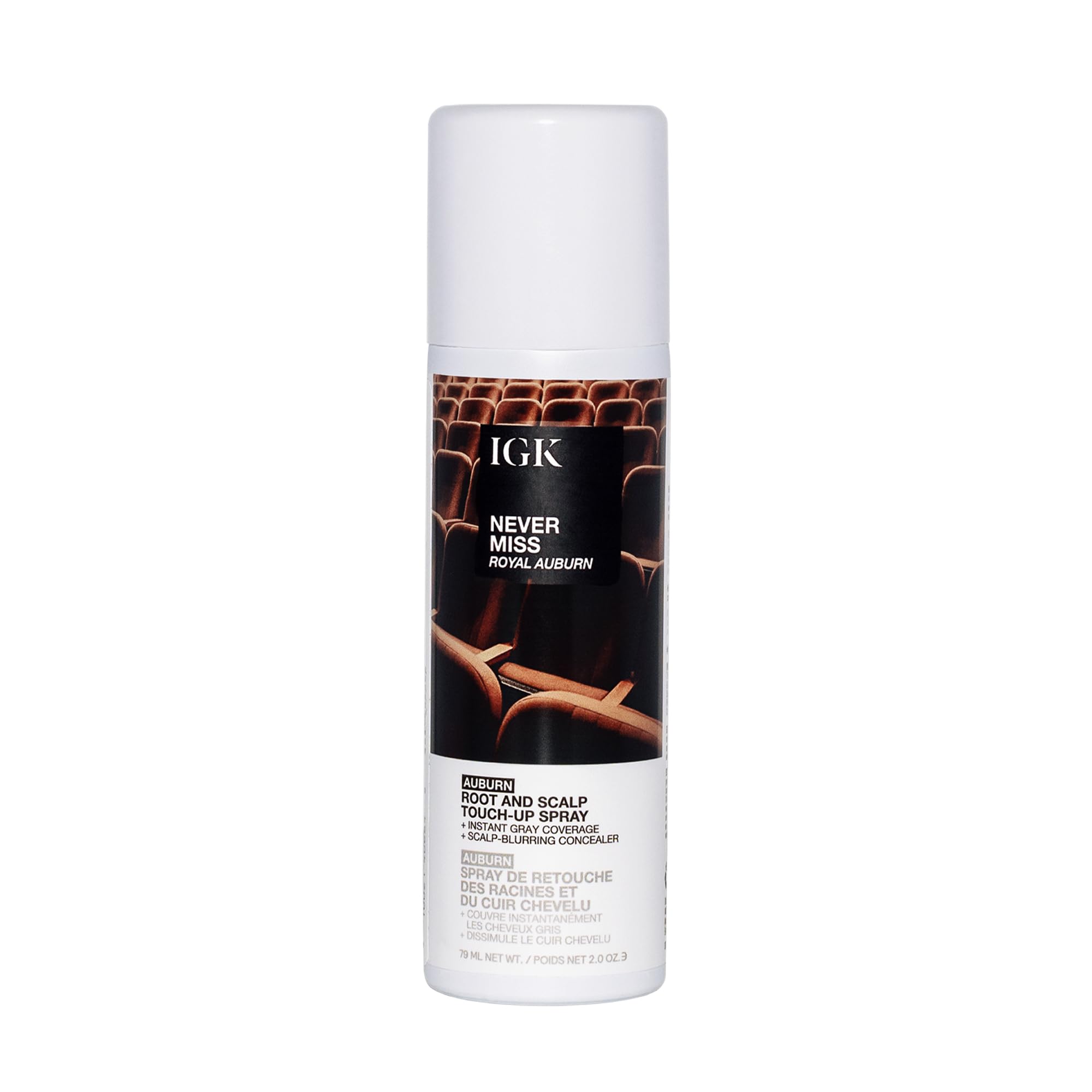IGK Never Miss Root and Scalp Touch-Up Spray for Gray Coverage – Auburn Hair Color, Sweat-Resistant, Waterproof, Natural-Looking Root Concealer, 2.0 oz