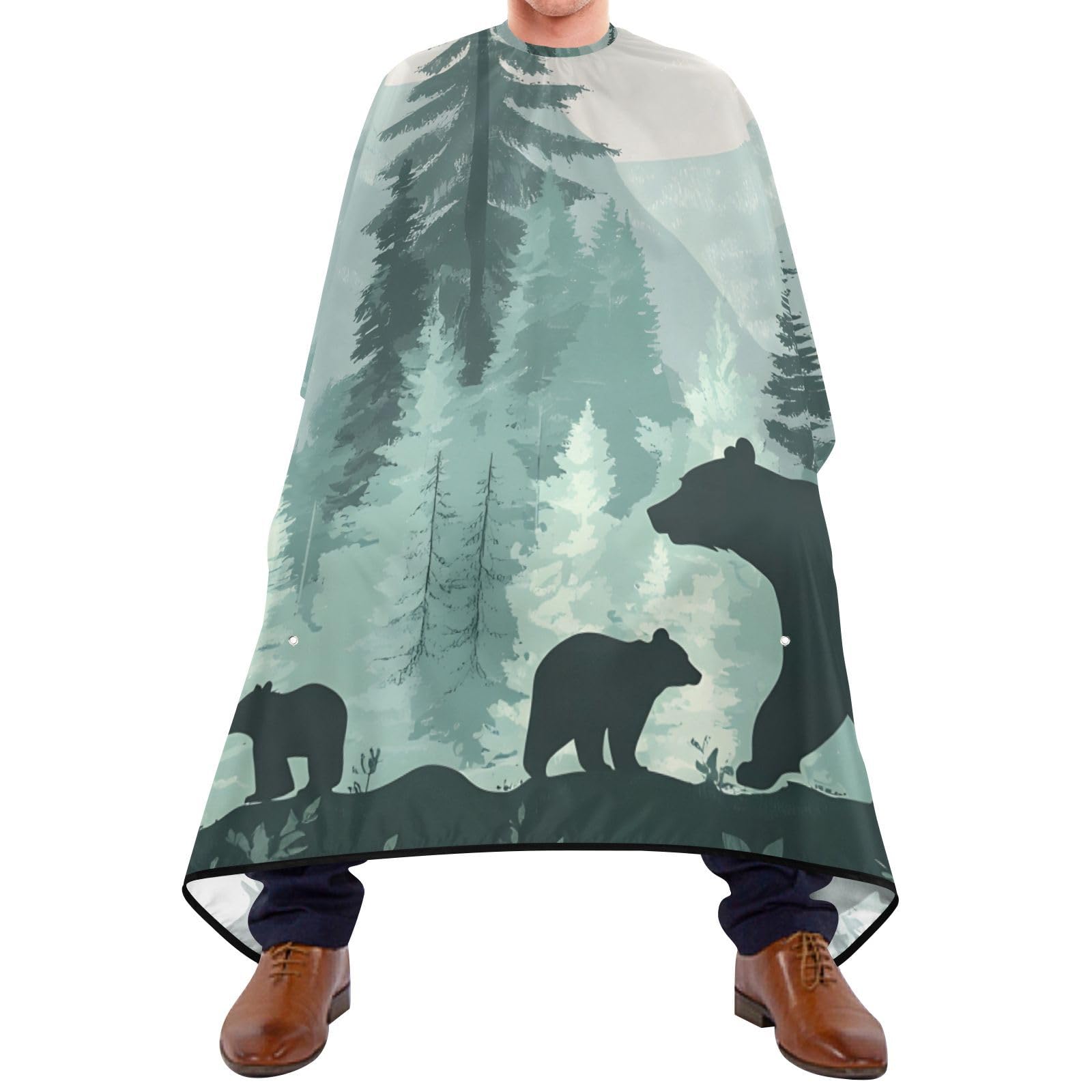 Hezely Black Bears Hair Dye Cape, Barber Cape for Adults,Waterproof Salon Cape,Waterproof Hairdressing Styling Hair Cutting, 65