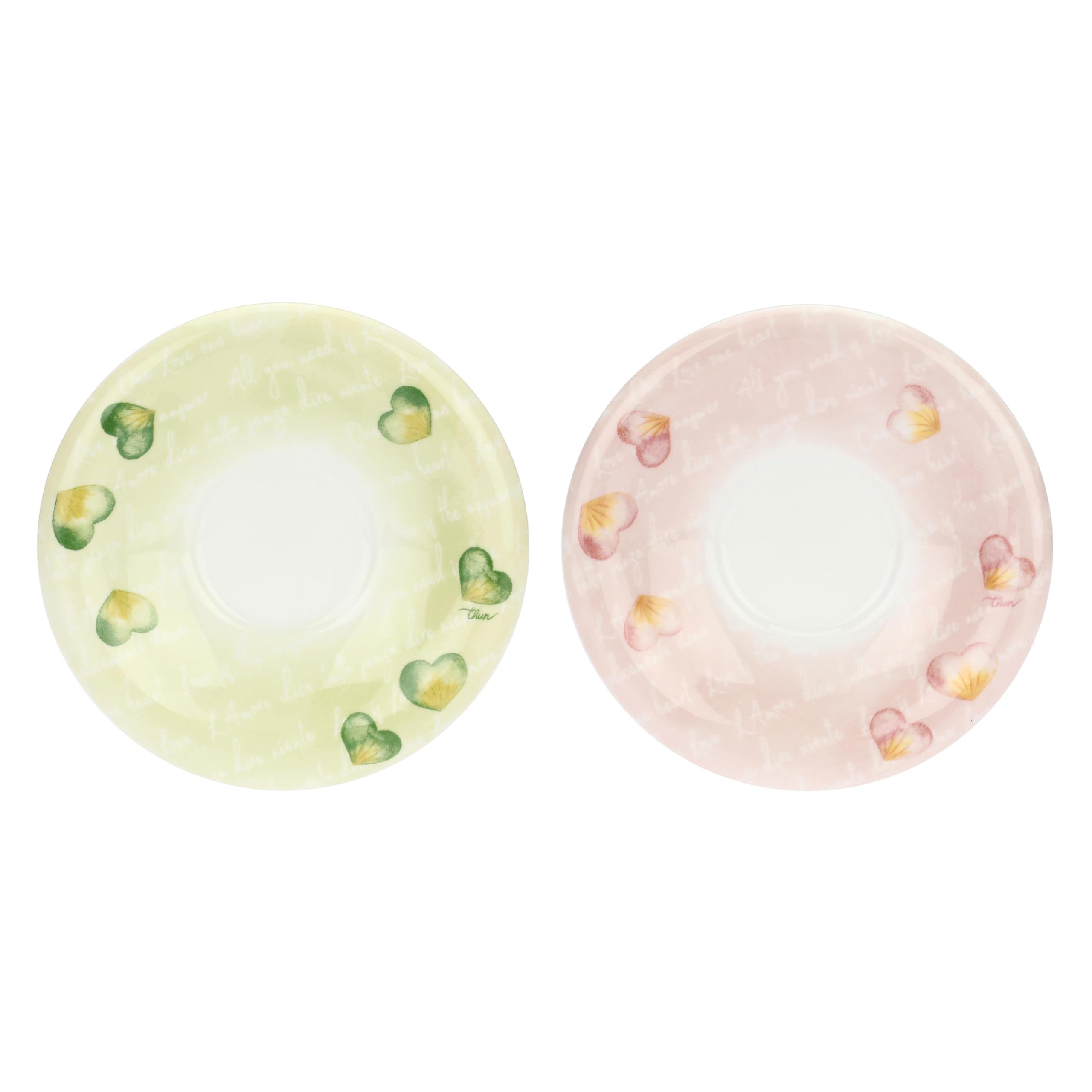 THUN - Set mit 2 Cappuccino-Tassen - Porzellan - Kollektion Herzen in Blume - 13 x 6 cm