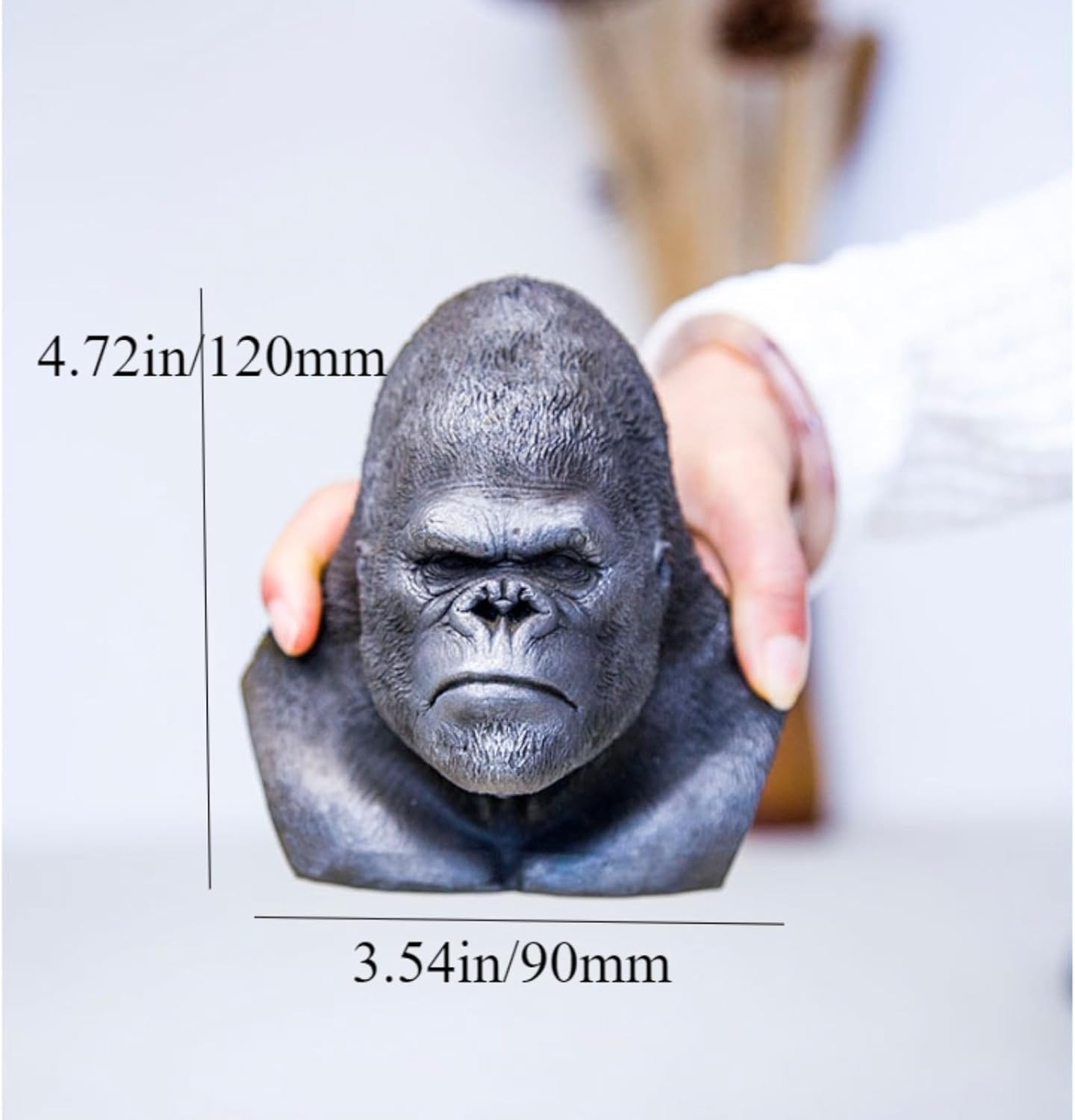 Generic Realistic Black Cast Iron Sitting Gorilla Bust Figurine for Home Decor,Metal Animal King Kong Statue Study Bookshelf, Wall Shelf, Living Room,Office,Garden Decor, sytd1112240712002