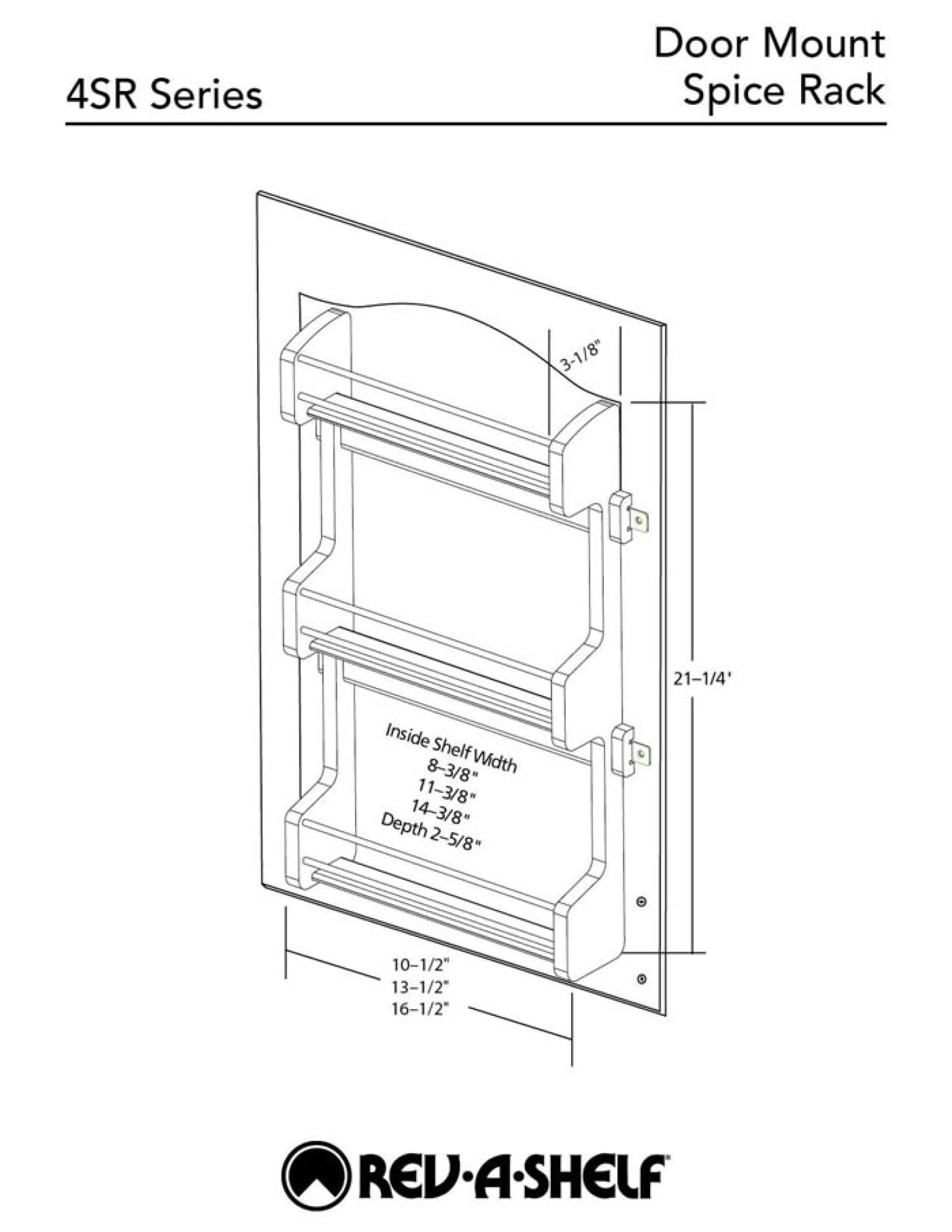 Rev-A-Shelf - 4SR-15 - Mały uchwyt na drzwi szafki drewniany 3-półkowy stojak na przyprawy