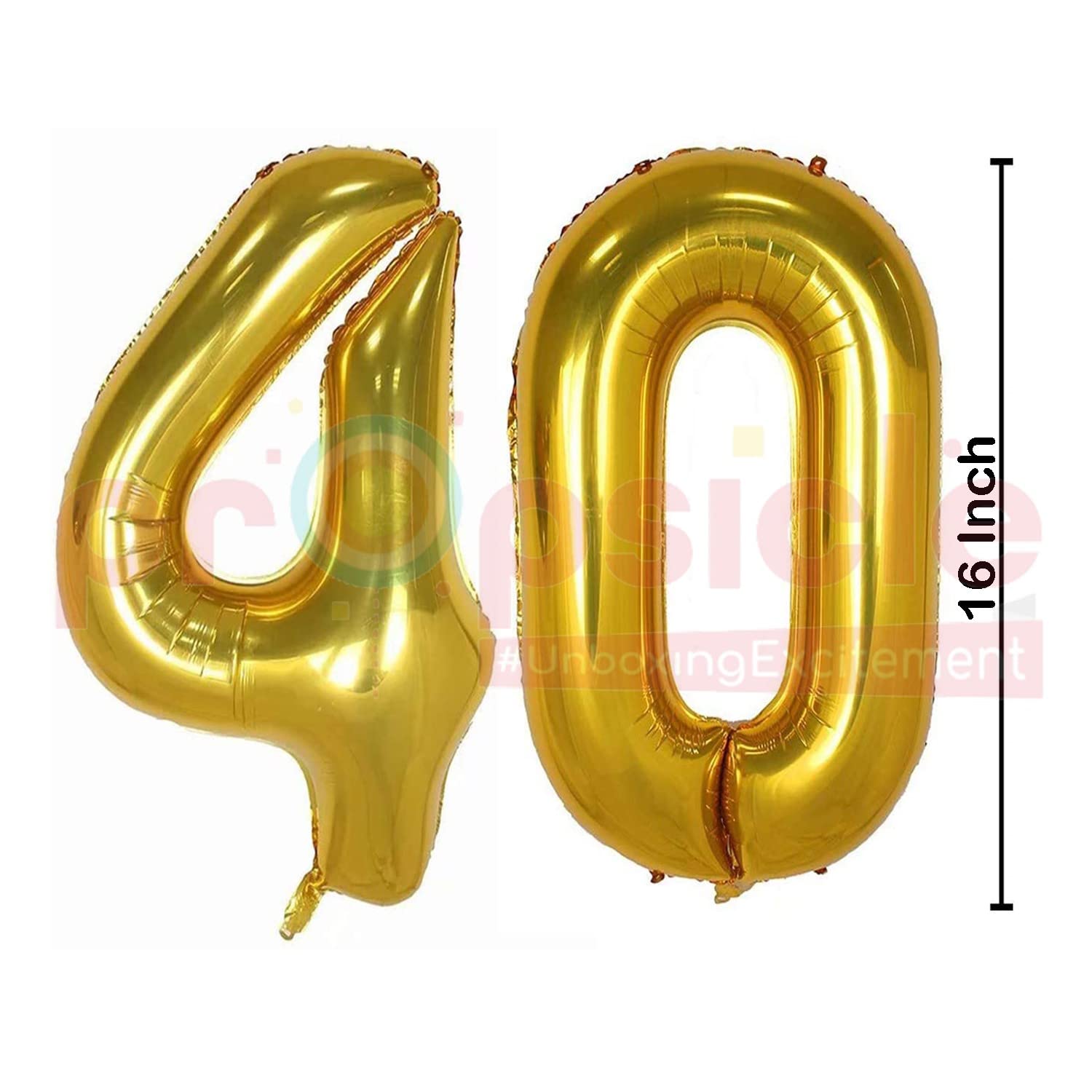 Propsicle Golden Number 40 Foil Balloon, 16 inch 1