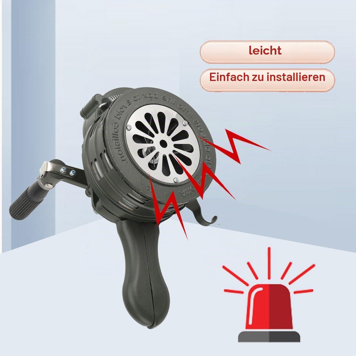 Handsirene mit Kurbel, 110dB Handkurbel Alarm Sirene, Dunkelgrün | Manuell Alarmsirene, Tragbar Handkurbel-Alarm, Luftangriffshorn/Alarm mit Aluminiumgehäuse, für Fabriken Schulen Küstenwachen