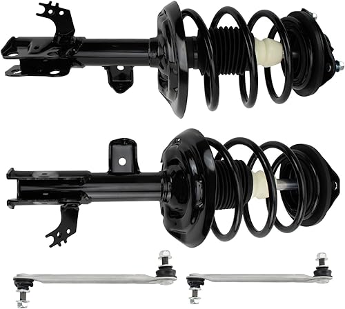 Miniatura 540 de TRQ Kit de suspensión delantera, conjunto de amortiguadores y resortes, barra estabilizadora, enlace estabilizador compatible con Chevrolet