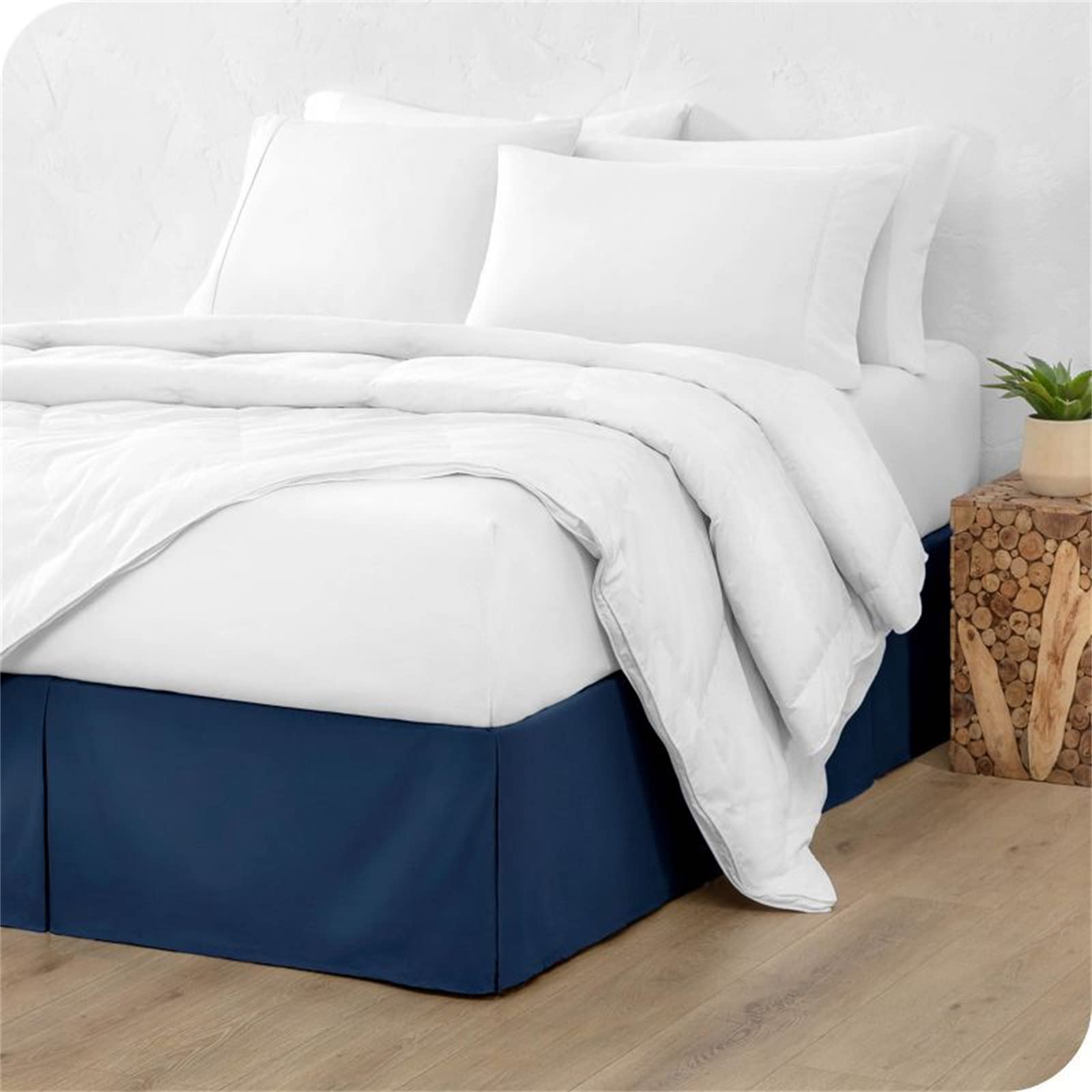Gonna Da Letto Avvolgente A Balze Con Fascia Elastica, 38 Cm Di Gala, Colore Blu, Per Letto Matrimoniale 180x200 Cm
