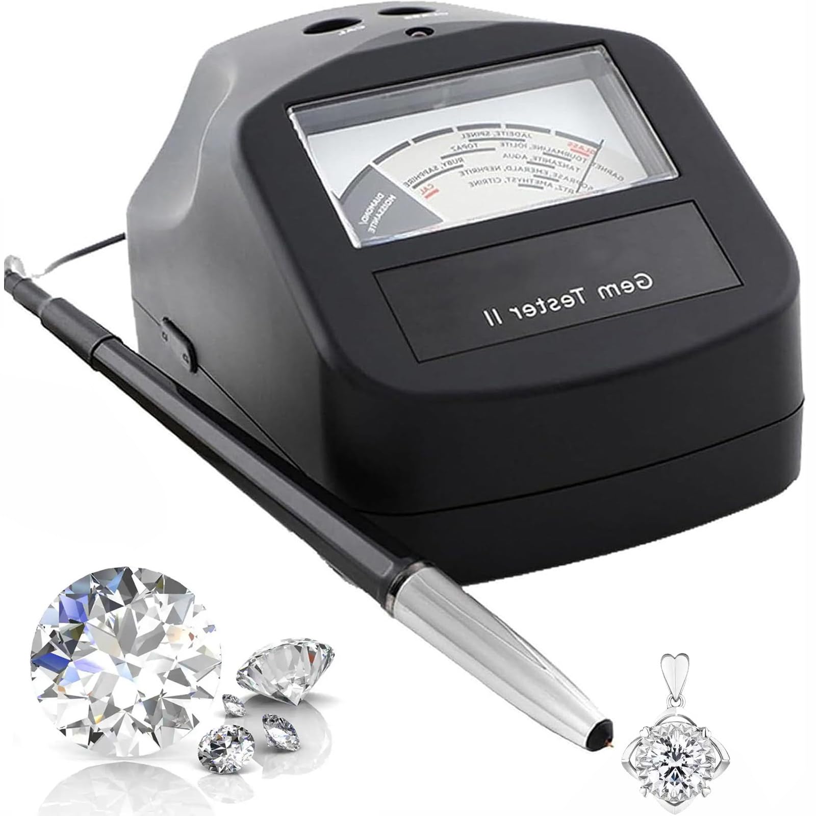 Probador de diamantes y moissanitas, detector profesional con calor asistido para identificar diamantes, moissanitas y piedras preciosas comunes
