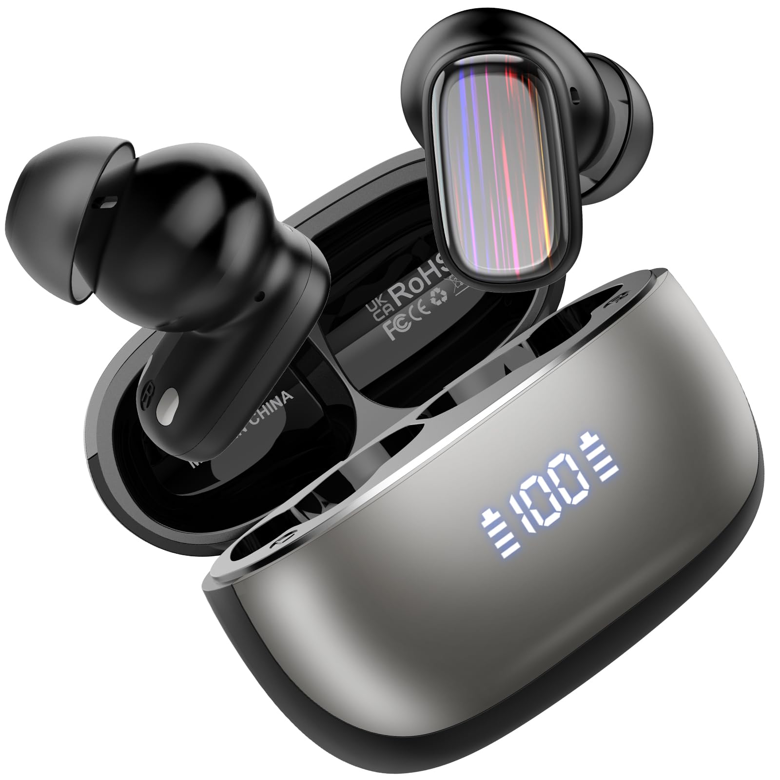AI Auriculares Traductor de Idiomas, Auriculares traductores en Tiempo Real En 164 Idiomas con App y ENC Mic, Negro