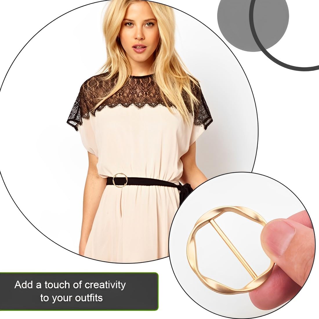 6 pièces boucle de ceinture en métal pour femme, T-shirt clip, boucle, anneau foulard en soie, ourlet nœud chemise pince à cravate, boucles et fermoirs pour filles