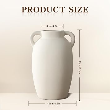 White Ceramic Vase-Boho Decorative Vase,Terracotta Tall Vases Decorative Pottery are Suitable for Decorating Living Rooms,Kitchens,and Bedrooms.