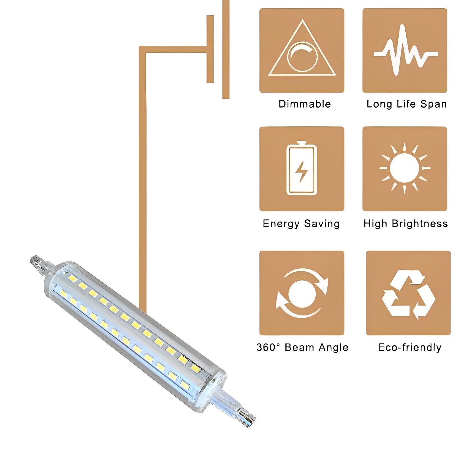 10W 1000LM R7S J118 118MM Bombillas LED Regulables R7S Base 100W Bombilla halógena de tungsteno Bombillas de Repuesto para iluminación de Taller Lámparas de pie (Paquete de 10)