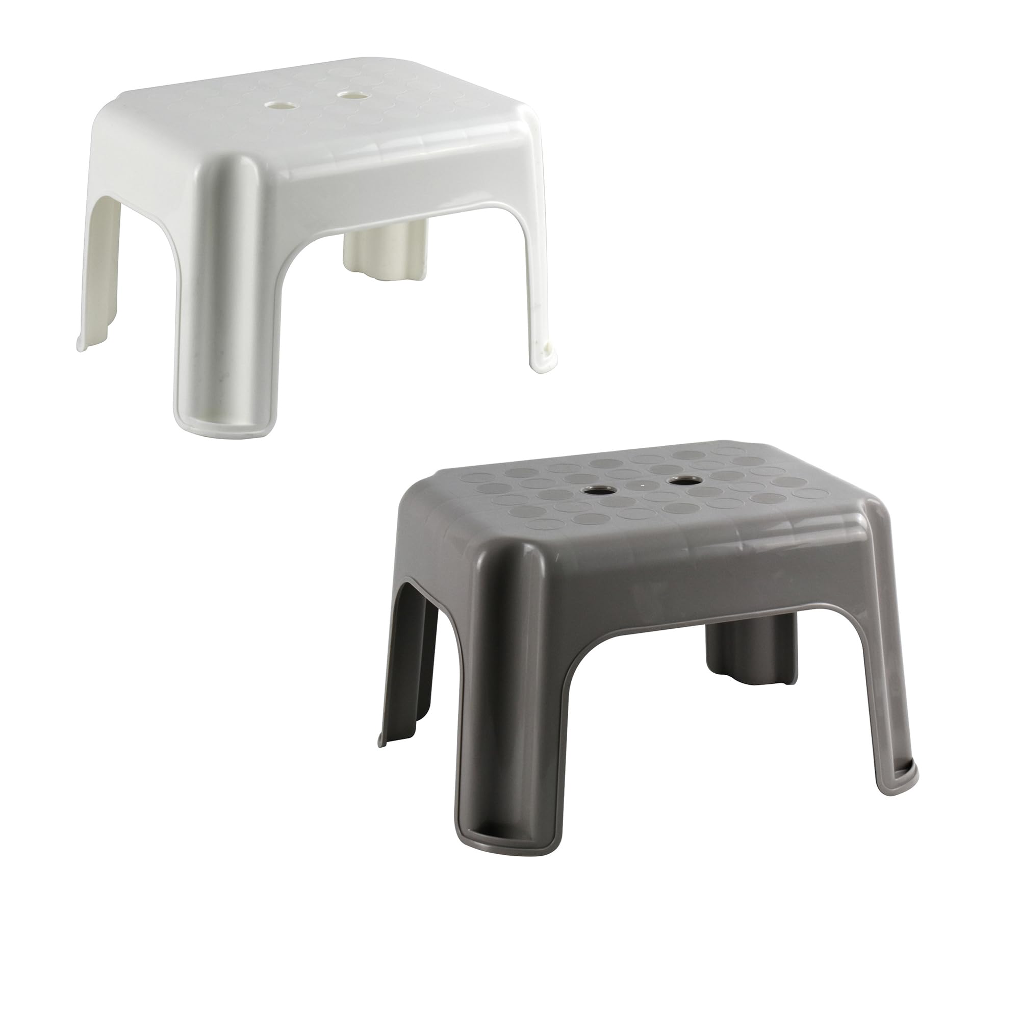 Plastic Sitting Stool Premium Strong Quality Non Slip Feet Step-Stool (White + Talpa)
