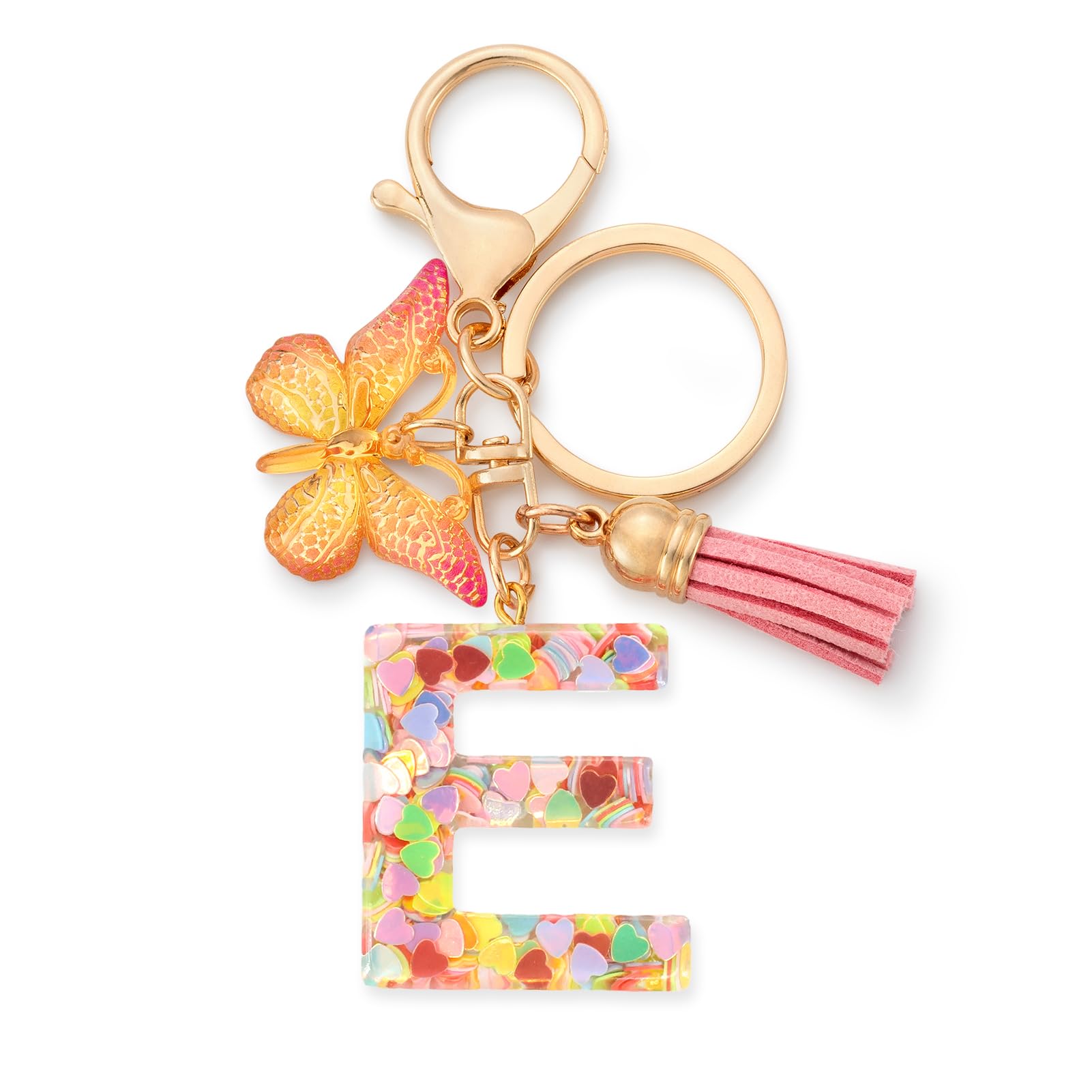CHUQING Schlüsselanhänger Buchstabe Mädchen Schlüsselanhänger Schmetterling mit Anfangsbuchstabe für Frauen Damen