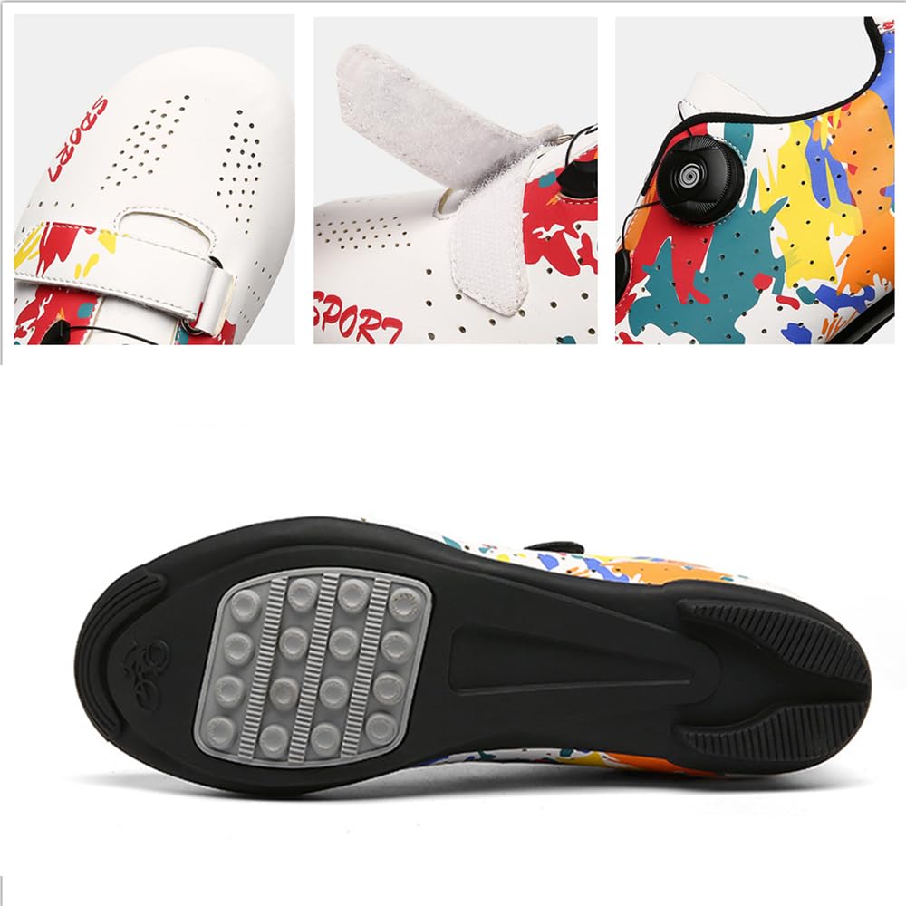 Hixingo Scarpe da Ciclismo Uomo Donna Graffiti Colorati Stampa Strada Scarpe da Strada e Mountain Bike con Suola in Gomma MTB Scarpe da Bicicletta Scarpe da Equitazione per Interni