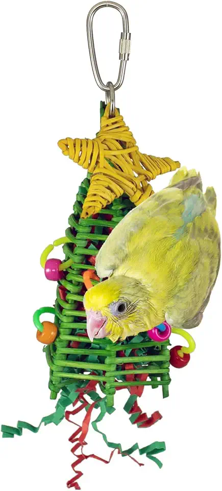 Super Bird Creations SB872 Mini Xmas Tree Bird Toy, Small/Medium Bird Size, 7" x 2"