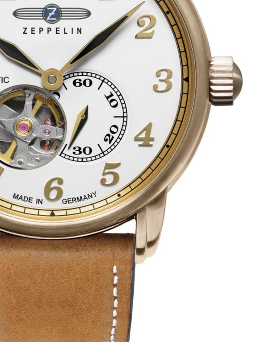 Zeppelin 7664-1 LZ 127 GRAF Herrenuhr Automatik Open Heart mit braunem Lederband