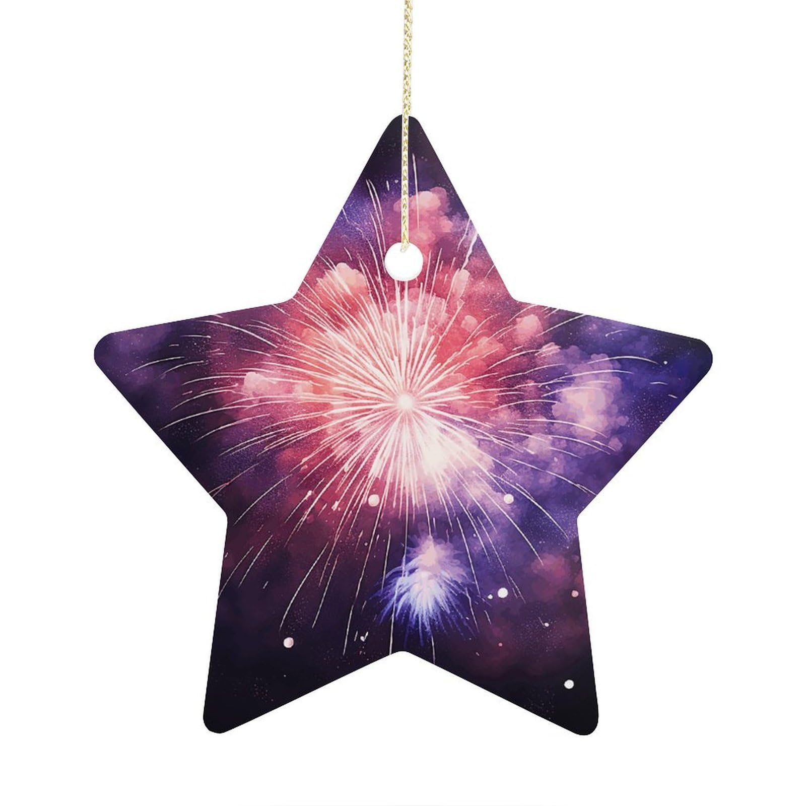 Fodpand Women's Style Exploding Fireworks Ornament With String, Keepsake Hanging Decorations,Ceramic Ornaments For Men Indoor Home Holiday Party Gifts