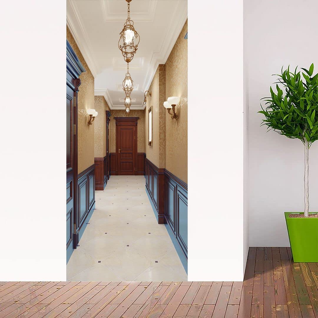 KREEPO Door Sticker-Wallpaper Hall Corridor Interior Design Self-Adhesive Strong Vinyl Waterproof for Decorative Your Home Door & Gift-Worthy Item Multicolour Size (91CM X 213CM)_K18 (B09RQHQ84L) Amazon Price History, Amazon Price Tracker