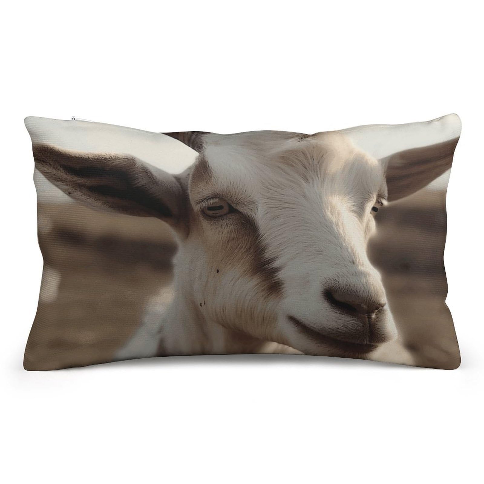 Velvet Pillowcases Standard Size 8"x12", Ultra Soft Breathable Pillow Cases for Bed, Luxury Cozy Fuzzy Pillow Shams, Lumbar Pillow Cover, Goat on Hillside Cushion Case Home Decor