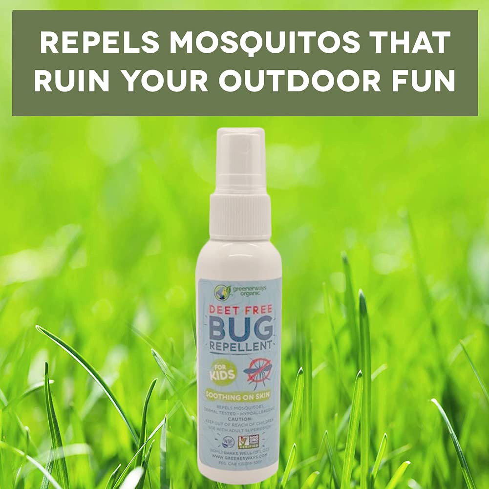 Greenerways Organic Bug Spray for Kids, Kid Friendly Natural Mosquito Repellent, USDA Organic