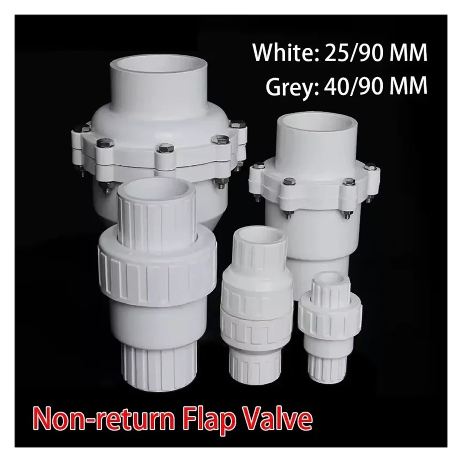Válvula de aleta antirretorno UPVC, accesorio de tubería OPVC, piezas del sistema de plomería, conector de tubo de agua, control sin retorno, 25/40/90MM(25mm,4 Pcs)