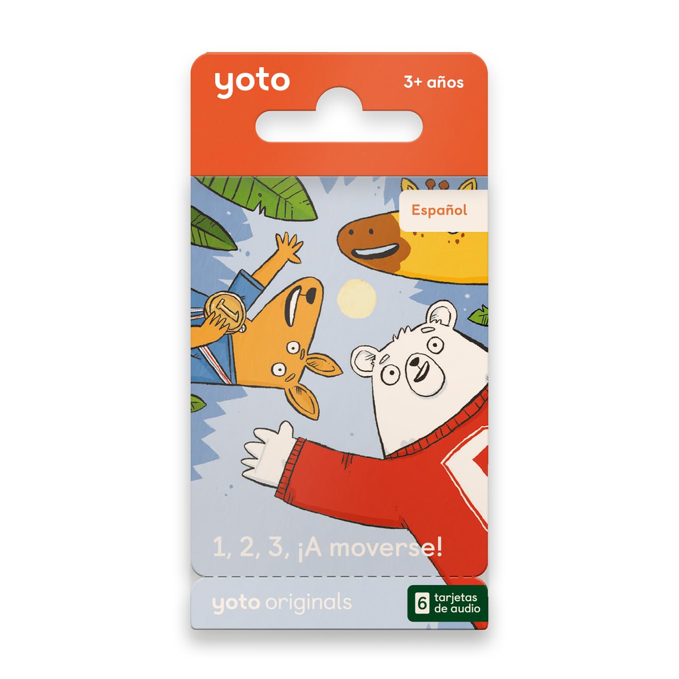 Yoto 1, 2, 3, ¡A moverse! – 6 Tarjetas Audio en español para niños. Actividades sin Pantallas con Historias Audio y Ejercicios Divertidos. Compatible con Yoto Player y Mini. Edad 3+.