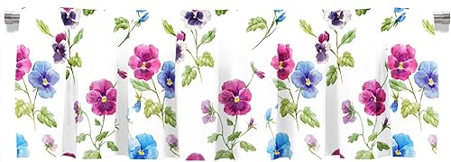 Miniatura 2 de Cenefa de cortina corta con bolsillo para barra de cortina de ventana de acuarela opaca para decoración de cocina, dormitorio, 52 x 18 pulgadas,