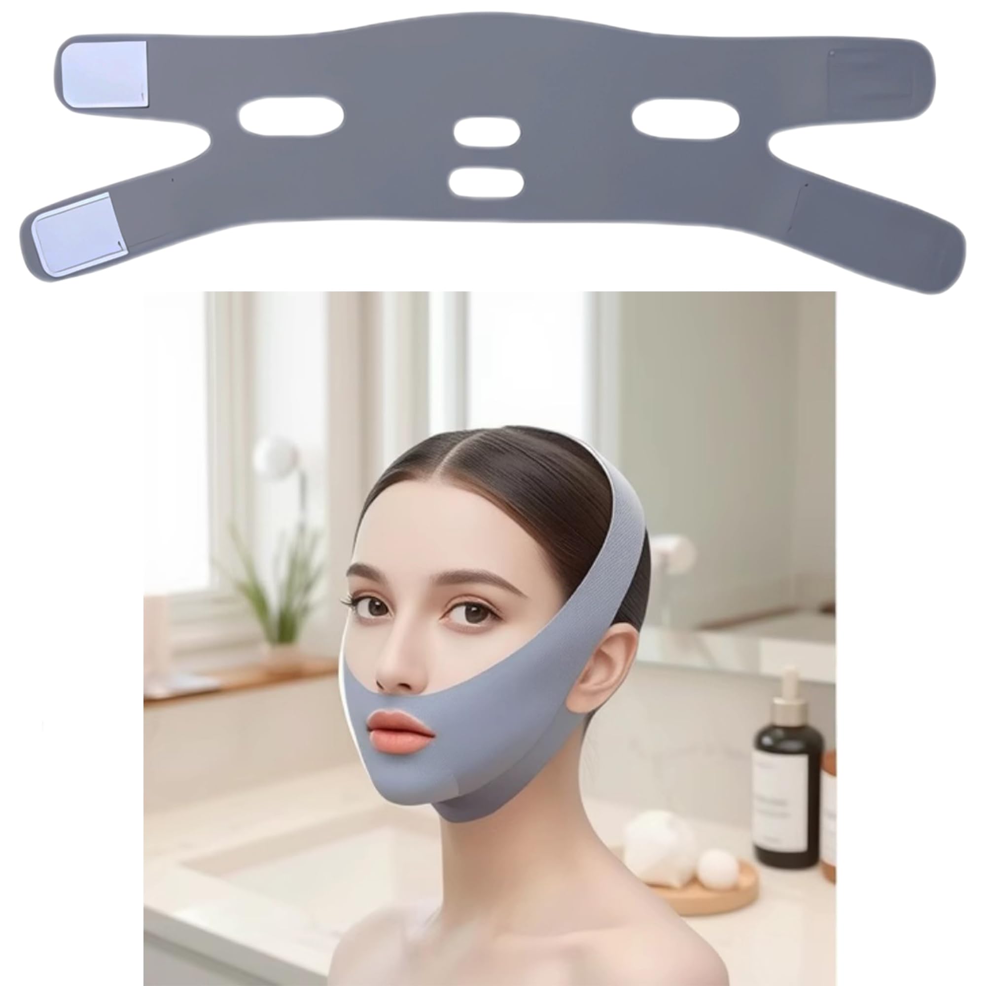 Tonificazione Viso v Shape Sollevamento - 1 Pezzo, Grigio, Maschera Visoer Snellente Riutilizzabile, Adatto per Lifting del Viso, L'eliminazione Doppio Mento Il Rassodamento del