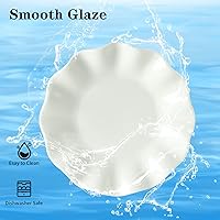 Vista 7 de Juego de 18 platos de porcelana de 6 pulgadas, platos pequeños para ensalada de postre, platos de servir con borde de onda blanca para pasteles