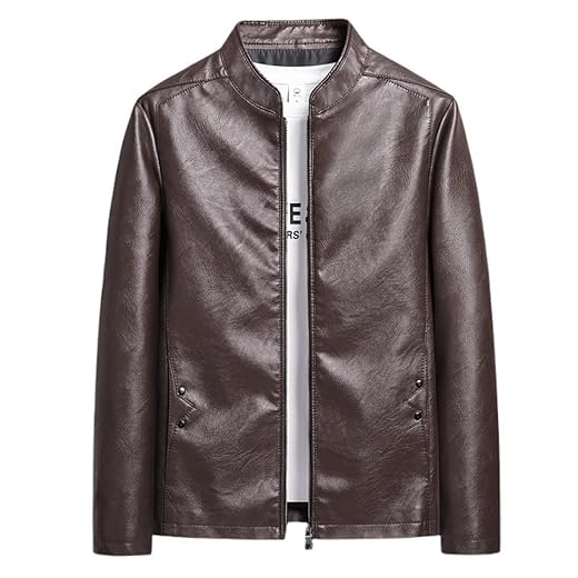 Jaqueta masculina de couro PU motociclista primavera casaco fino cor sólida gola alta jaqueta slim tops masculinos