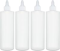 BRIGHTFROM 16oz Leakproof Condiment Squeeze Bottles, Twist Top Cap, BPA-Free HDPE Plastic - 4 Pack for Sauces, Ketchup, Mustard, Crafts