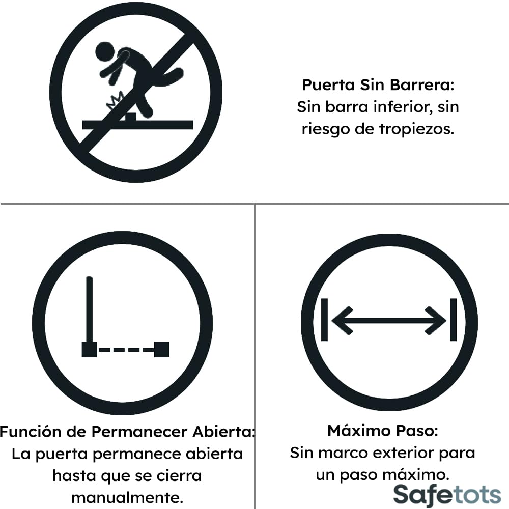 Safetots Eco Barrera de Seguridad para Bebés de Ajuste con Tornillos, Gris, 70cm - 80cm, Puerta de Escalera para Niños PequeñosBarrera de Seguridad con Ajuste de Tornillos