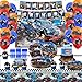 Heidaman 104Pcs Monster Truck Decorations，Monster Truck Birthday Party Supplies，Monster Truck Party decorations，Include Balloons,Backdrop,Banner, Cake Toppers，Tableware, Tablecloth