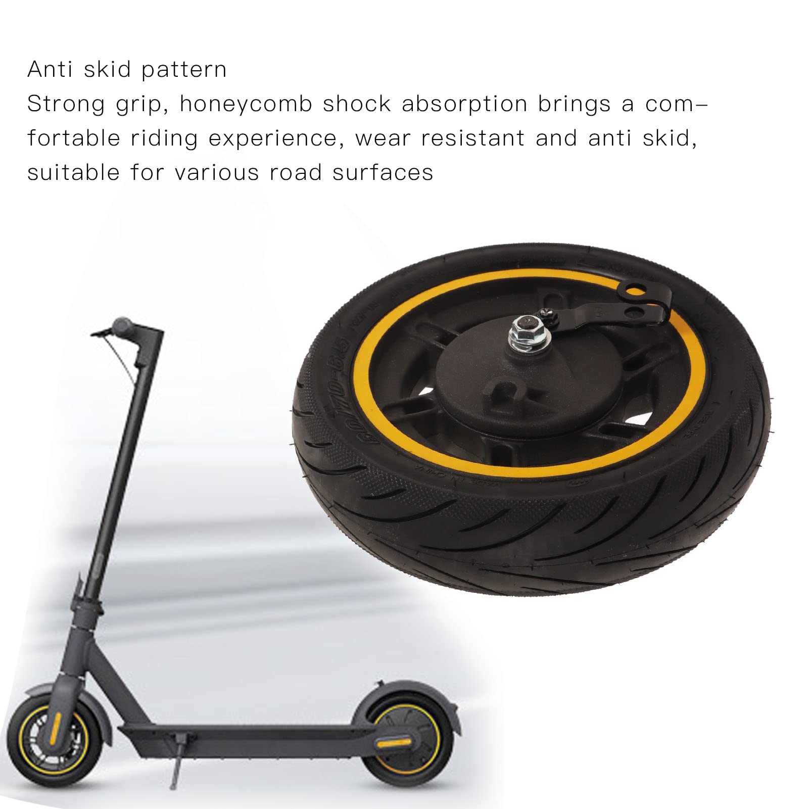 BuyWeek Roue Avant de Scooter Électrique pour Ninebot Max G30, 60/70‑6,5 Pneu à Vide de Roue Avant de Trottinette Électrique de 10 Pouces avec Frein à Tambour