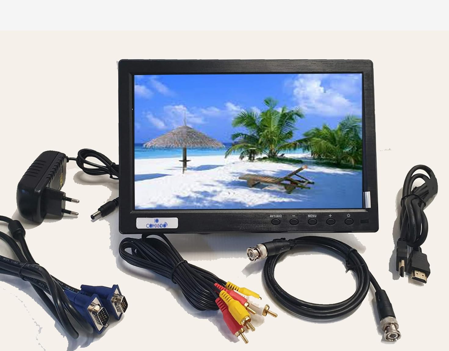 Monitor a colori da 10,1 pollici 16:9, TFT LCD Full HD 1024 x 600 BNC/AVI/VGA/ingresso HDMI, compatibile con PC, DVD, TV, telecamera di sorveglianza e telecamera di backup