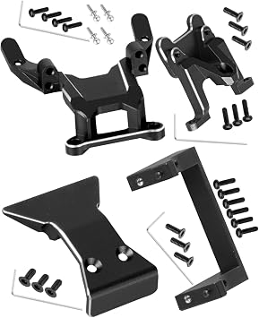 RC Upgrades Part for L0S1 1/24 Micro-B,1/28 Micro-T,Aluminium Alloy Servo Mount,Front Bulkhead Skid Plate,Front Bumper,Rear Wing Mount,Black