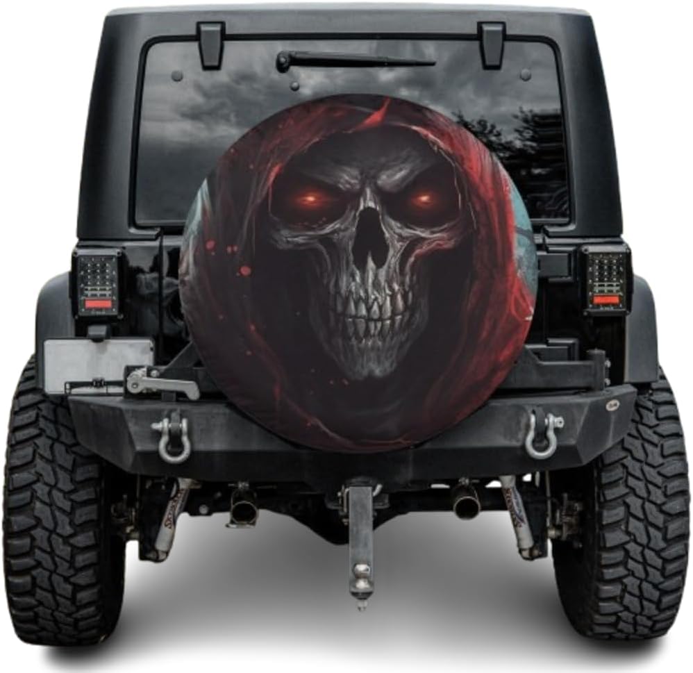 ThangPham Shop Gothic Scary Skull Spare Tire Cover with/Without Backup Camera Hole – Horror Skull Wheel Cover