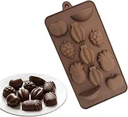 Molde de Silicone Frutas Banana Abacaxi Chocolate Bombom Forma 11 Cavidades Doces Gelatina Resina