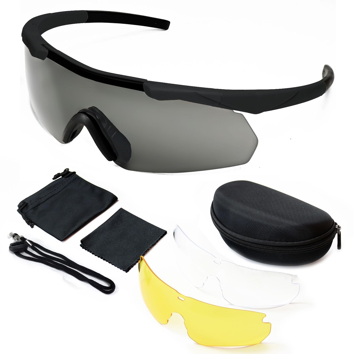 Outdoor Tactical Glasses with 3 Interchangeable Lenses, High Impact resistance Shooting Glasses, Unisex Safety Eyewear - Anti fog UV400 Eye Protection Sunglasses for Hunting Cycling Driving Compact