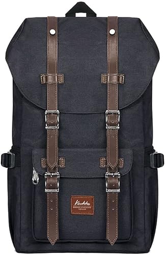 KAUKKO Mochila de viaje para laptop, mochila al aire libre, mochila casual para 15.6 pulgadas (negro Oxford)