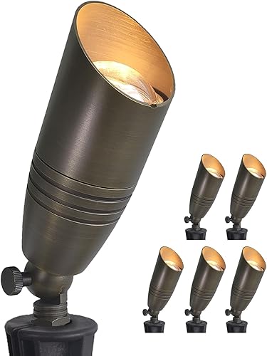 COLOER Iluminación LED de paisaje, foco de bajo voltaje, luz de acento al aire libre, luces de entrada de jardín de latón de 12 V ACDC, iluminación