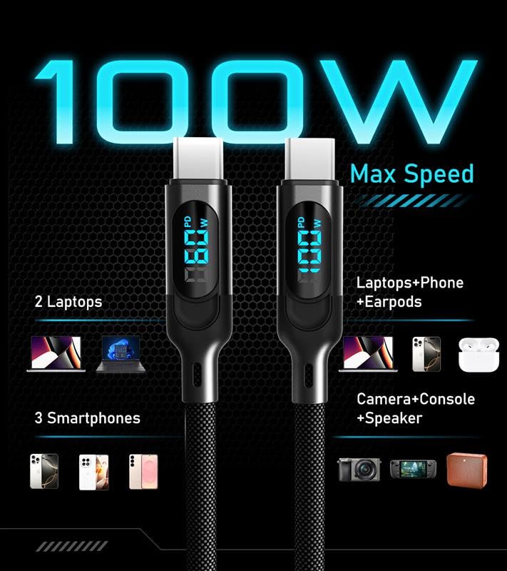 Futurizta Tech® Hydra 3‑in‑1 Triple USB‑C 100 W PD Fast‑Charge Multi Cable with Smart Triboost® – Charge Laptop, Phone & Tablet Simultaneously - Image 9