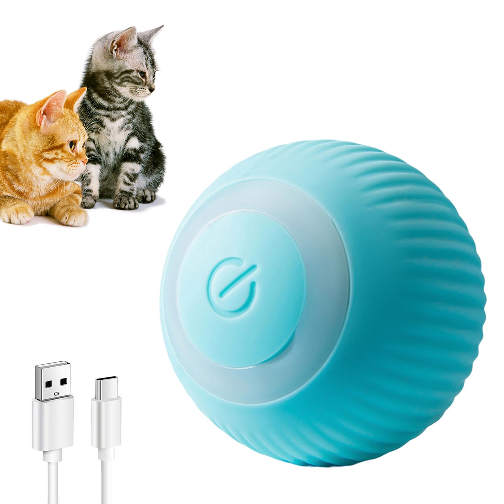 LacyMC Rotación Automática de 360 Grados,Bola de Juguete Interactivo para Gatos, Bola Interactiva Recargable,Regalo Divertido para Gatitos