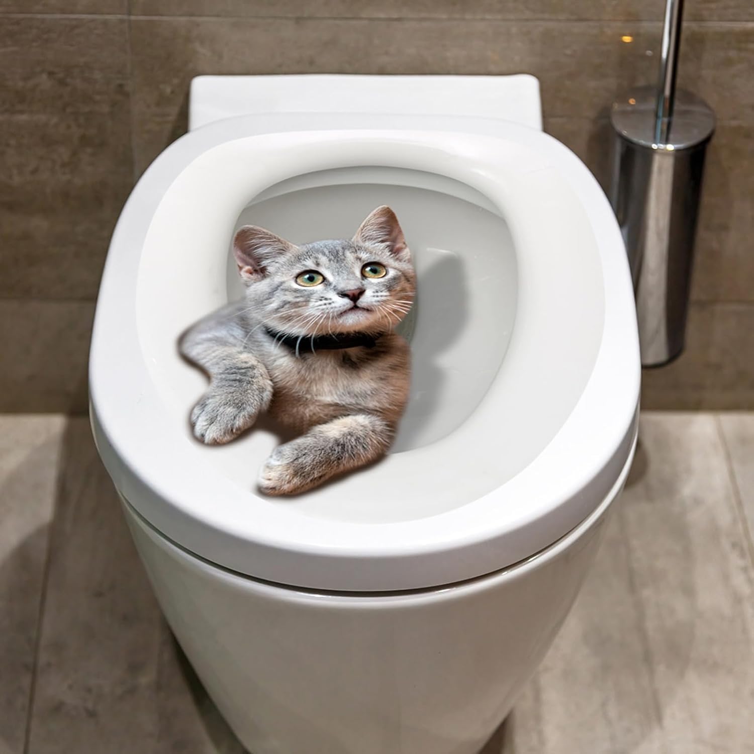Toilet Stickers, Cat Waterproof Self-Adhesive Removable Toilet Lid Decal Bathroom Decoration, 30cm